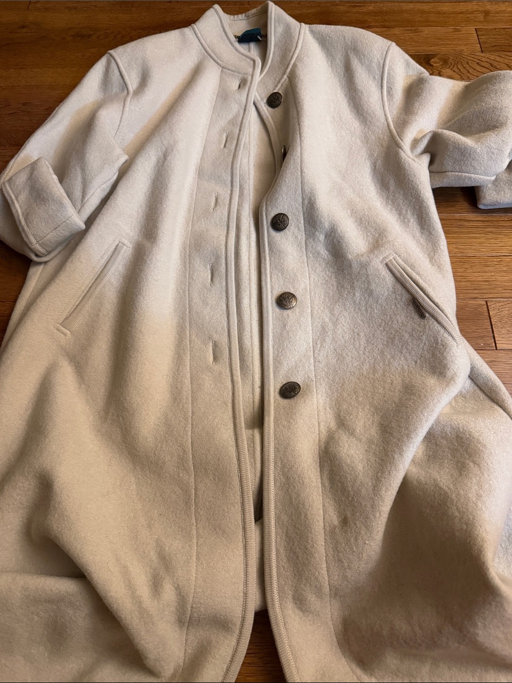 Geiger Boiled Wool Long Sweater oversized Coat Jacket cream Size 38